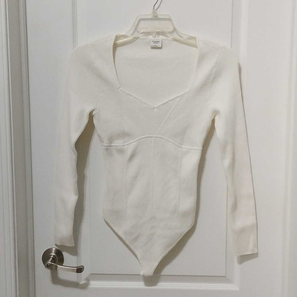 Abercrombie & Fitch Ottoman Knit Ivory/off white Bodysuit Size L